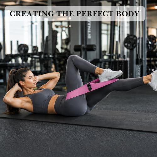 LUWOO Resistance Bands for Working Out, Glute Bands for Women & Men, Fabric Booty Band for Gym, Yoga, Pilates, Leg Training (Green/Pink/Purple/Dark Gray)