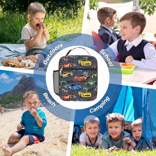 Clastyle Car Insulated Kid Lunch Bag for Boy Lunch Box, Red Race Truck - color: Red Race Car