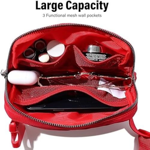 Tapp Collections Unisex Mini Crossbody Belt Bag with Adjustable Strap Small Waist Pouch for Workout Running Traveling Hiking - Red, 8’’ x 2’’ x 5’’ - color: Red