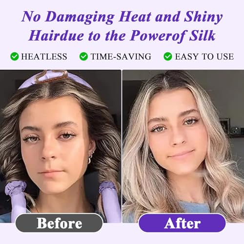 Rods Curlers Set Foam Hair Curlers for Short and Long Hair, No Heat Foam Rollers(Purple) - color: Purple