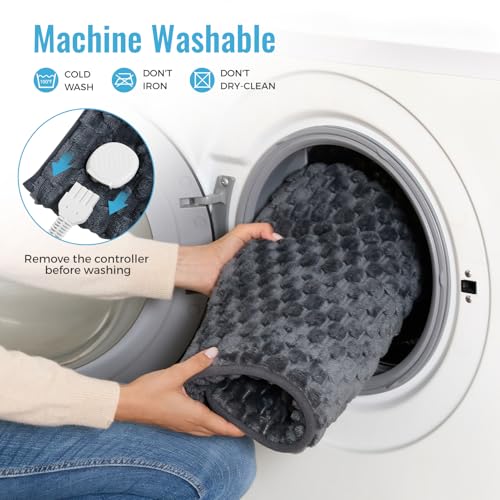 Electric Heated Foot Warmer Soft Flannel Foot Heater with 2h Auto Off & 3 Heat Levels Full Body Use Heating Pad for Feet, Abdomen, Cramps, Pain Relief Pocket Design 16" x 22" - color: Dark Grey