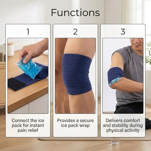 6 Pack Ice Pack Extension Straps - 35"x3" Elastic Wrap for Hot & Cold Packs - color: Blue