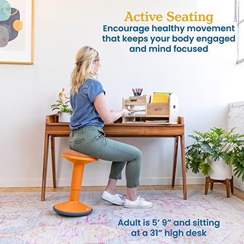 ECR4Kids Sitwell Wobble Stool with Cushion, Adjustable Height, Active Seating, Orange - color: Orange