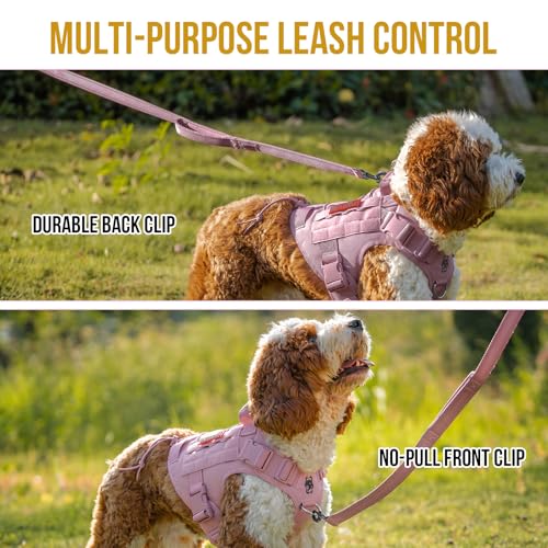 OneTigris Tactical Dog Harness No-Pull Service Vest for Small Dogs - color: Pink, size: XX-Small