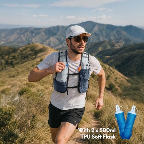 Haimont 8L Trail Running Hydration Vest with Soft Flasks - color: Grey, size: Small