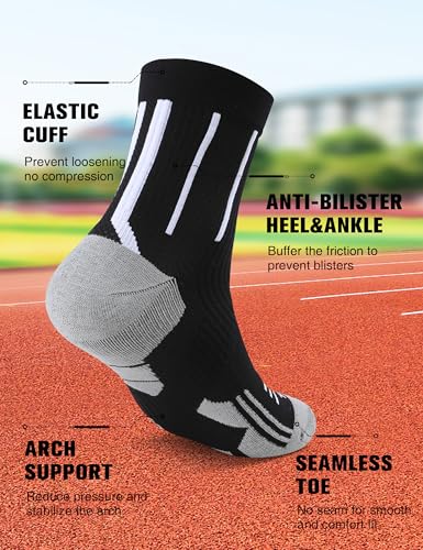 Mens Compression Running Socks: 360° Targeted Support Secure Fit - color: D-black White Green, size: 9-13