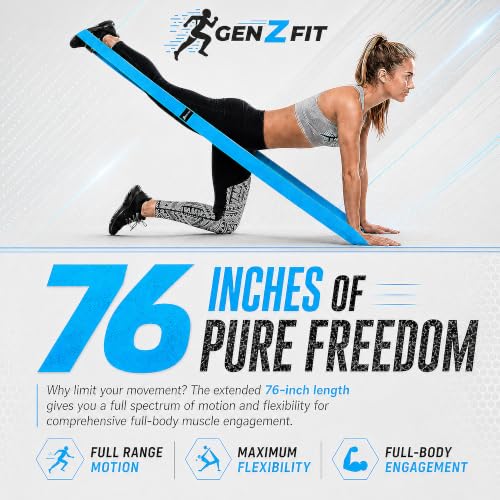 Premium 76" Extra Long Resistance Band for Working Out, 3" Wide Non-Slip Fabric Exercise Band for Stretching, Yoga, Strength Training & Physical Therapy - color: Blue