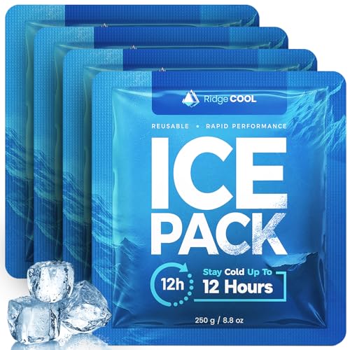 Ice Packs for Cooler, Reusable Ice Packs for Lunch Boxes, 4 Pack Long Lasting Freezer Packs, Leakproof Cooler Ice Packs for Lunch Bags and Coolers, BPA-Free, Food Safe - size: 4-Pack / 250g Each