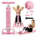 Resistance Band with Handle 100LBS Pedal Resistance Bands for Pilates Yoga Physical Therapy Leg,Abdomen,Waist,Arm,Workout Bands Exercise Resistance Bands Set for Women - color: Pink with foot massagers