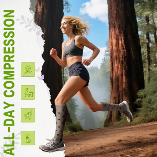 6 Pairs 20-30 mmHg Knee High Compression Socks, Unisex, Running, Travel - color: C-point, size: Large-X-Large
