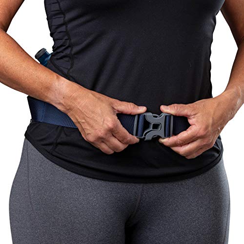 Nspire Hydration Waist Pack Bottle with 18oz Flask and Storage Area – Running, Hiking, Walking, Camping, Cycling, True Navy/Tigerlily