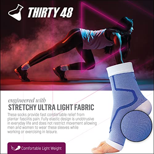 Thirty48 Plantar Fasciitis 20-30 mmHg Ankle Compression Socks, Foot Brace - color: Black & Black (2 Pairs), size: Medium