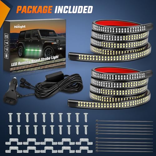 Nilight 2PCS 70 Inch Running Board LED Lights Strip Green White for Truck - color: Green White