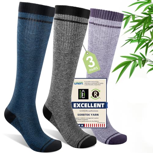 Compression Socks Women & Men 15-20 mmHg for Flying - color: I11-3pairs (Purple&steel Blue&light Gray), size: Large-X-Large