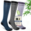Compression Socks Women & Men 15-20 mmHg for Flying - color: I11-3pairs (Purple&steel Blue&light Gray), size: Large-X-Large
