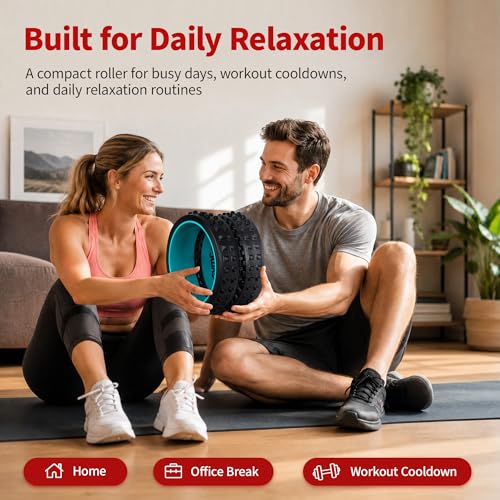 GymCope 10 Inch Back Roller, Foam Roller for Exercise, Spine-Safe Groove - color: Blue
