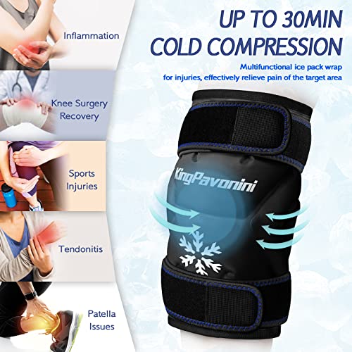 KingPavonini XXL Knee Ice Pack Wrap Around Entire Knee, 1 Pack, Black - style: Black
