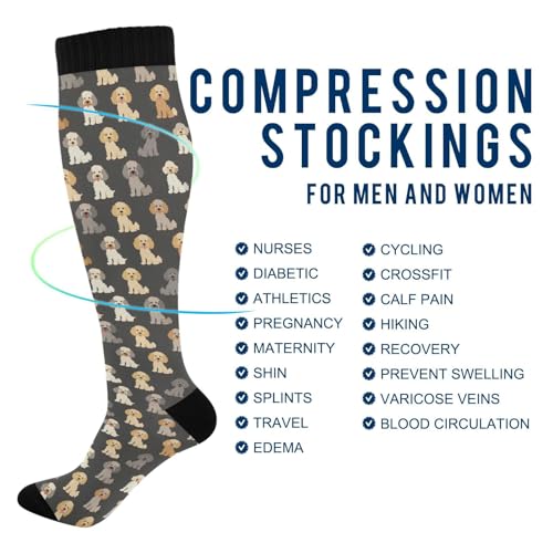 Snowflake Red Christmas Compression Sock for Women Men Funny Support Knee High Socks Running,Nurses,Travel - color: Multicolor