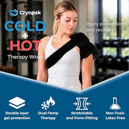 Cryopak Cold and Hot Therapy Wrap, Black, Latex-Free, Non-Toxic, for Back, Abdomen, Hip, Sports Injury Prevention, Recovery (Medium). kit Includes Flexible Gel Compress, Sleeve and Strap. - size: Medium