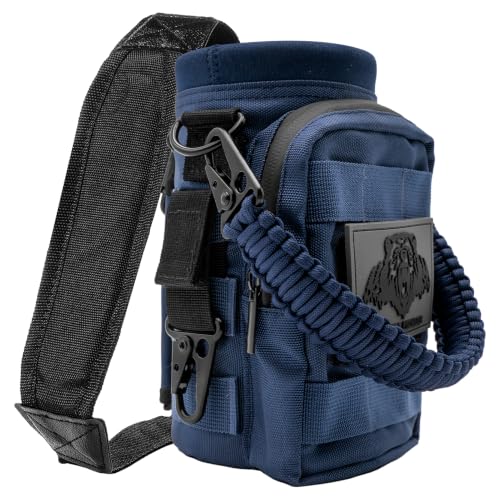 NATURE PIONEOR 32 64 128oz Tactical Water Bottle Pouch, MOLLE Bottle Holder - color: Deep Blue, size: 32OZ