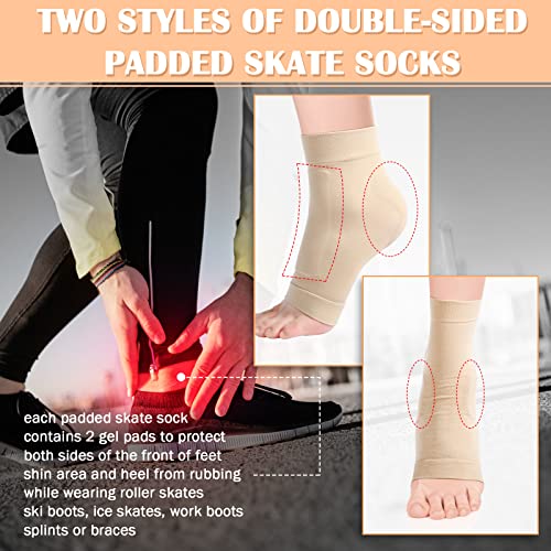 Geyoga 2 Pairs Figure Skating Ankle Pads Socks Sleeves, Beige Color - color: Beige Color