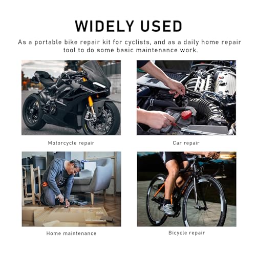 Wevdn Bike Repair Tool Kit, 16-in-1 Multi Function Tool with Hex Wrench & Screwdriver, Portable Multi Tool for Motorcycle Mountain Bike Road Bike, Universal Motorcycle Accessories