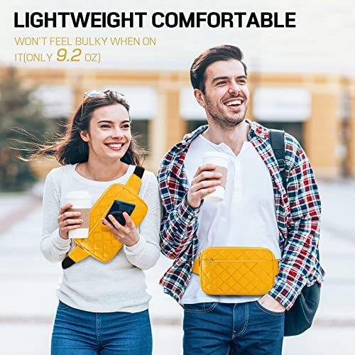 CXWMZY Fashion Fanny Packs for Women & Men, Girls Boys Teens Waist Bag Hip Bum Bag Cute Fanny Pack Casual Bum Bag with Multi-Pockets Adjustable Belts for Disney Traveling Cycling Running (Yellow) - color: Yellow