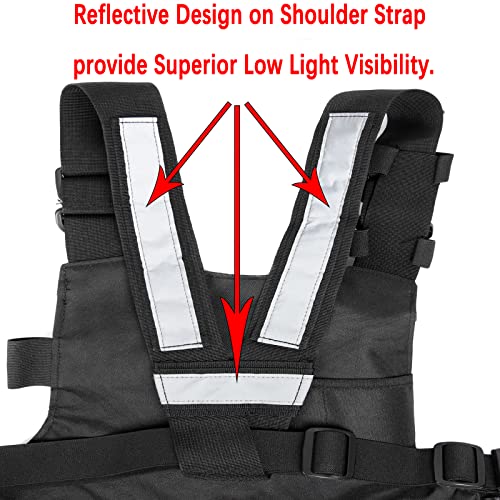 LUITON Radio Chest Harness with Reflective Strips Shoulder Holster Radio Vest Holder Two Way Radio Vest Rig Walkie Talkie Case with Front Pack Pouch for Motorola/Midland/Baofeng/Retevis(2 Pack) - color: 22165 Black 2pack