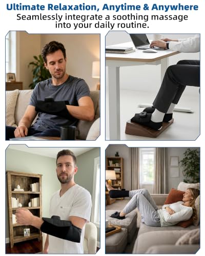 Cordless Air Compression Foot & Ankle Massager with Heat & Vibration,1 Pack - color: Black-1pc