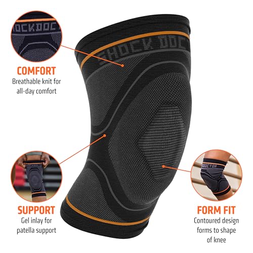 Shock Doctor Knee Compression Sleeve Support - Pain Relief for Arthritis, Tendonitis, Patella Alignment Injuries, Walking, Running, Gym - Men & Women, 1 Sleeve - size: Small