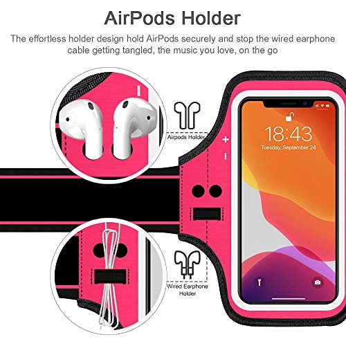 Running Armband for iPhone 17 16 15 14 13 12 Pro (Rosy) - color: Rosy