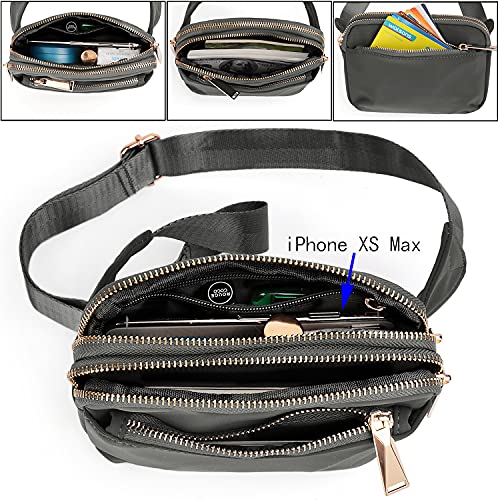 UTO Fanny Pack Crossbody Belt Purse Chest Waist Hip Travel Hiking Bumbag - color: 0759 Nylon Grey
