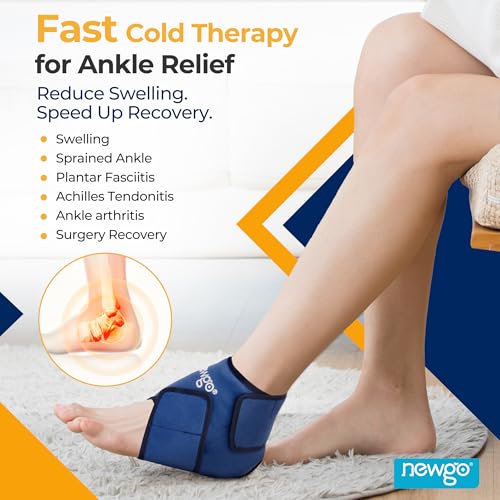 NEWGO Ankle Ice Pack – Adjustable Brace for Plantar Fasciitis & Swelling