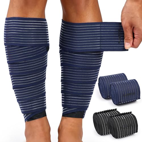 Compression Wraps for Legs Swelling Relief, Adjustable Breathable, 2 Pack - color: Dark Blue, size: 70.87"