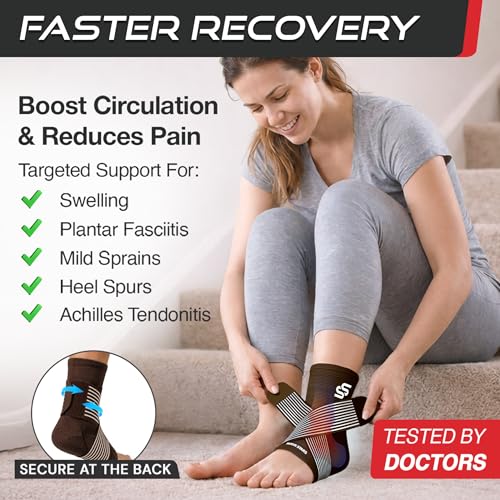 Sleeve Stars Ankle Brace Men & Women Support (Single/M:10"-12"/Dark Brown) - color: Dark Brown, size: Medium