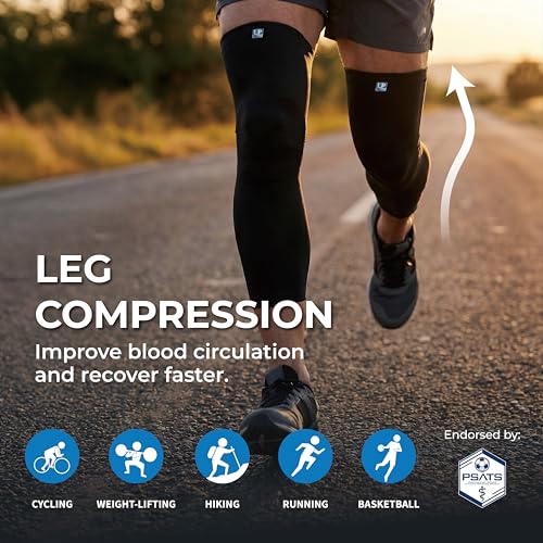 LP 667 Full Length Compression Leg Sleeve for Men & Women - color: Black - 1 Pair, size: Small