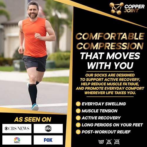 CopperJoint Compression Socks for Women & Men, Black & Tan, XLarge, 1 Pair - color: Black and Tan, size: X-Large