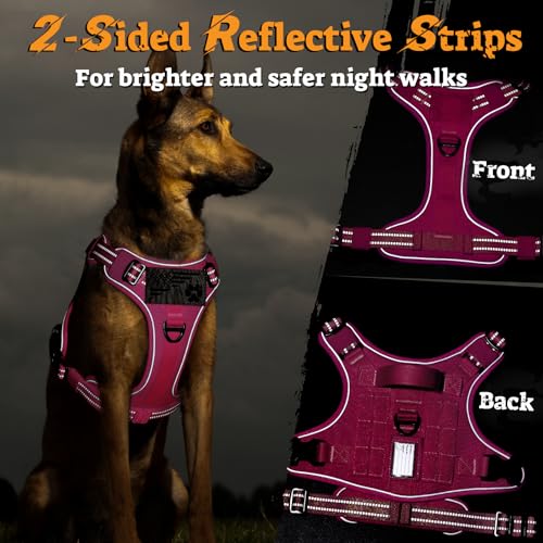 rabbitgoo Tactical Dog Harness for Small Dogs, No Pull Service Pet Vest - color: Rose Red, size: S(Chest:16.1"-31.5",Neck:15.4"-21.6",Back:7.1")