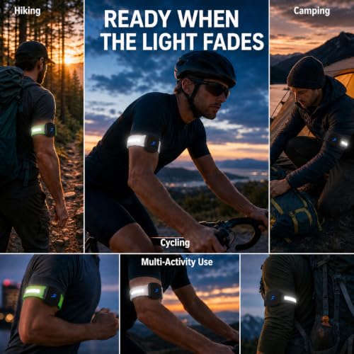 6 Pack LED Armband Lights USB-C Rechargeable, Reflective Safety Glow Wristbands for Night Running Walking, Light Up Bands for Runners Joggers Dogs, Adjustable, 3 Colors