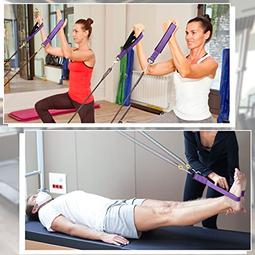 Honoson 2 Pcs Double Loop Pilates Reformer Straps with D Rings Purple