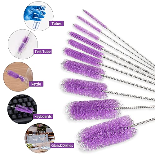 CiaraQ Bottle Cleaning Brushes, 8 Inch Nylon Tube Brush Set - color: Purple, size: 8.0 Inch (10pcs)