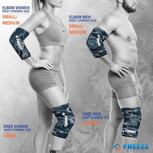 FreezeSleeve Ice & Heat Therapy Sleeve- Reusable, Flexible Gel Hot/Cold Pack, 360 Coverage for Knee, Elbow, Ankle, Wrist- Blue Camo, Large - color: Blue-camo, size: Large