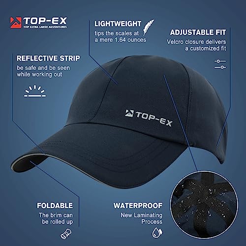TOP-EX Oversize XL XXL XXXL Baseball Cap Waterproof Running Hat for Extra Large Heads Men - color: Black, size: Large