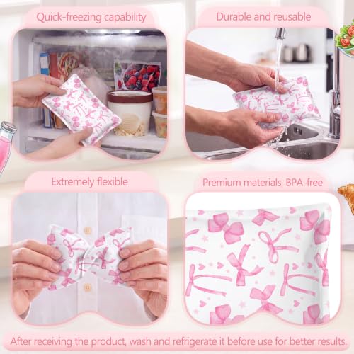 VIHOSE 2 Pcs Ice Packs for Lunch Box Bag - color: Pink, style: Bow