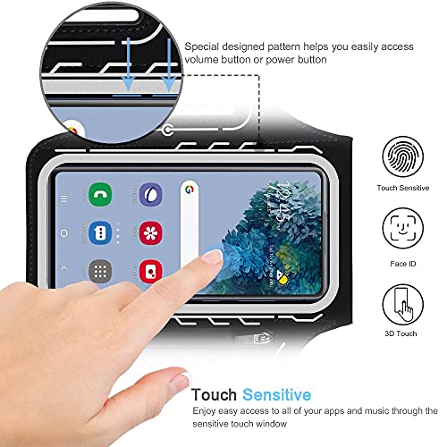 Armband for Samsung Galaxy S26 S25 S24 S23 S22 Ultra/Plus/FE, Gym Running Workouts Arm Band with Earbuds Holder (Black) - color: Black