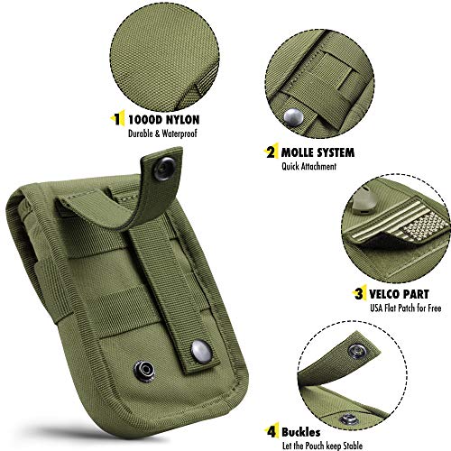 WYNEX Tactical Phone Pouch Molle, Phone Blet Holder Fit 4.0-6.7" Screen - color: Army Green