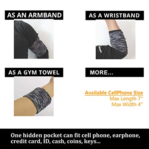 Jogging Walking Cellphone Armband Wristband Sleeve Bag Holder Pouch Case Strap for iPhone 6 6S 7 8 Plus X XR XS 11 12 13 14 15 for Women Men Arm for Running Walking Jogging Trekking - Black/Medium