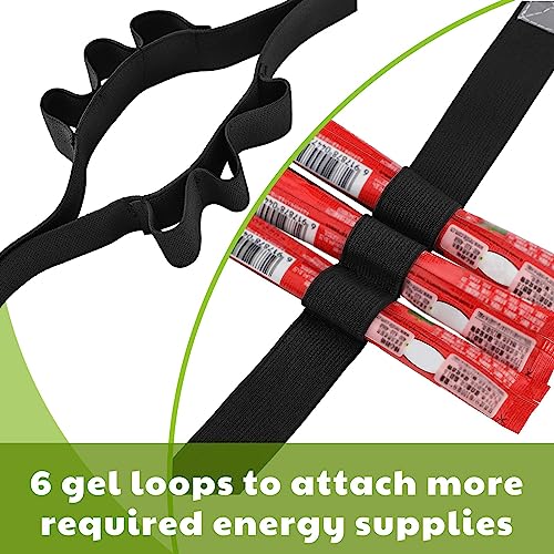 Xtinmee 4 Pcs Race Number Belt Triathlon Running Bib Holder with 6 Gel Loops for Summer Cycling Runners Racing Marathon Men Women, Black 34 x 0.98 Inches