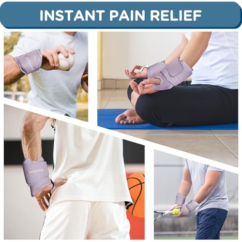 Comfytemp Wrist Ice Pack Wrap Carpal Tunnel Relief Wrist Brace 2 Packs - color: Purple, size: 20"x4"