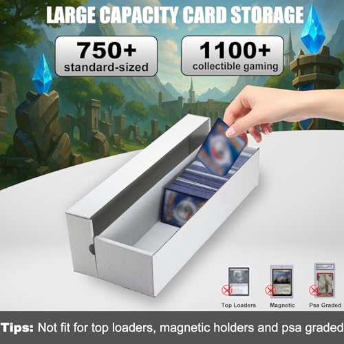 Trading Card Storage Box with Lid, 6 Pack White Cardboard Sports Card Box - size: 6 piece 15in for Standard